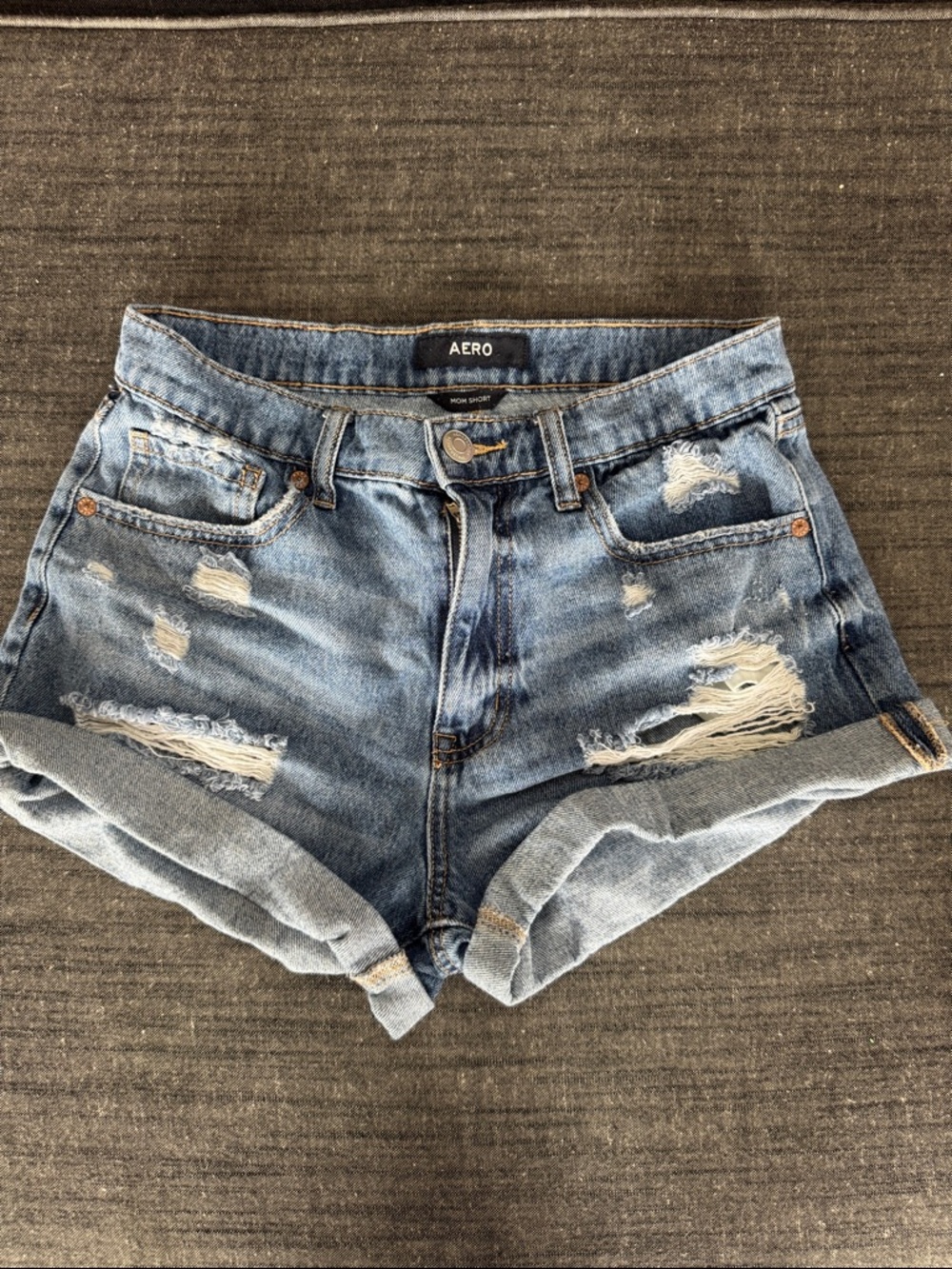 Aeropostale Light Blue Distressed High-Rise Jean Shorts